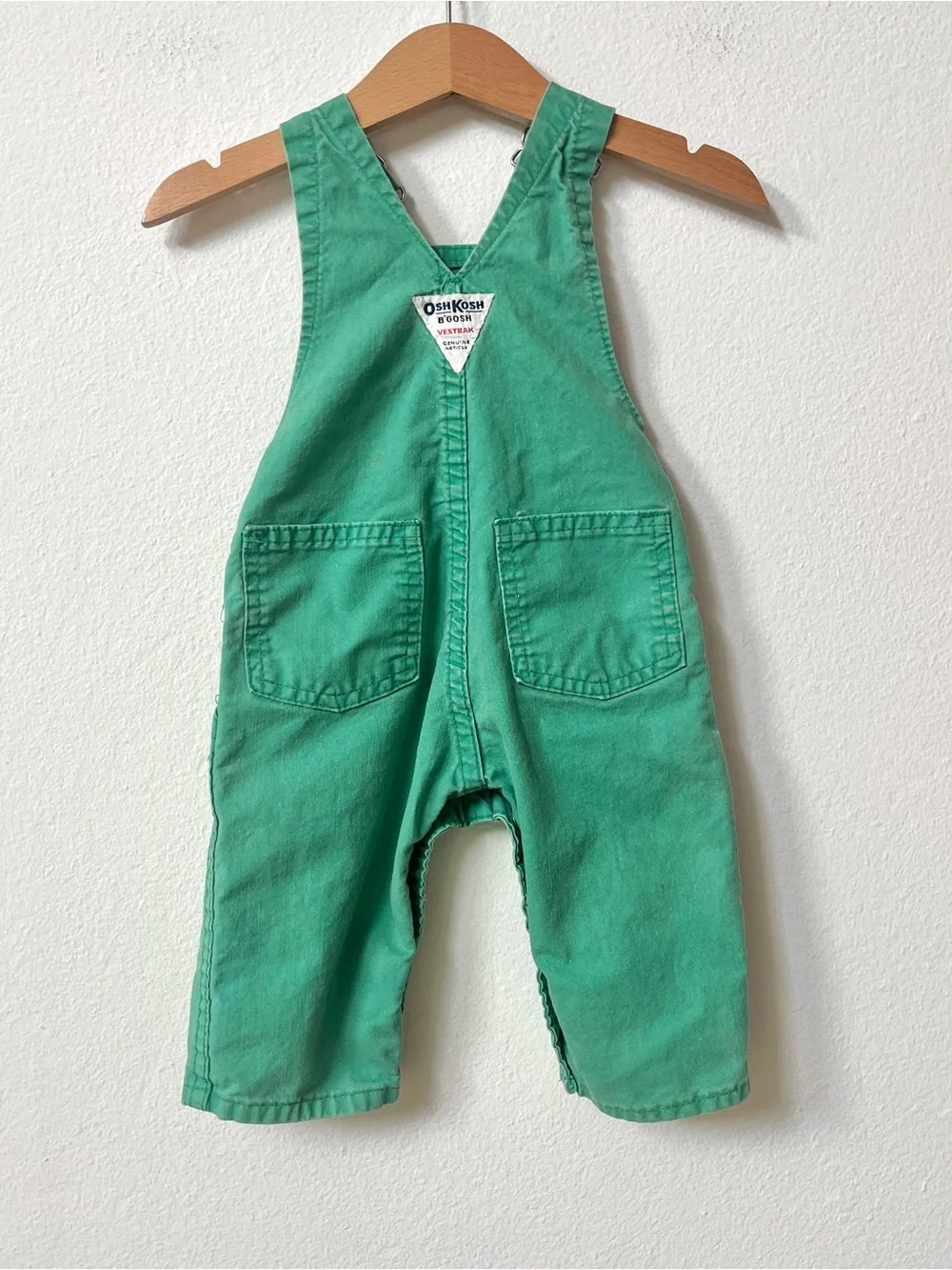 Vintage 1982 OshKosh B'gosh Green Baby Overalls 3-6M